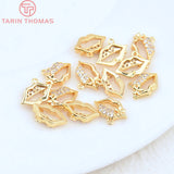 6PCS 5.5x9.5MM 24K Plated Brass Zircon Lips Charms Pendants DIY Jewelry