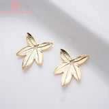 20PCS 14.5x11MM 24K Plated Maple Leaf Charms Pendants Jewelry DIY Accessories