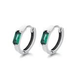 Silver Retro Green Zircon Circle Earrings Charms Jewelry Party Men Women