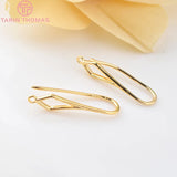 12PCS 25MM 24K Plated Brass Rhombus Earring Hooks