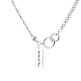 925 Silver Olive Chain Circle Letter Rectangle Necklace