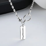 925 Silver Olive Chain Circle Letter Rectangle Necklace