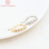 6PCS 15MM 24K Brass Zircon Earrings Hooks Jewelry Findings DIY Accessories