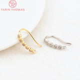 6PCS 15MM 24K Brass Zircon Earrings Hooks Jewelry Findings DIY Accessories