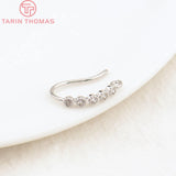 6PCS 15MM 24K Brass Zircon Earrings Hooks Jewelry Findings DIY Accessories