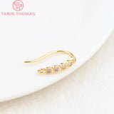 6PCS 15MM 24K Brass Zircon Earrings Hooks Jewelry Findings DIY Accessories