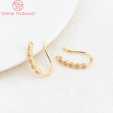 6PCS 15MM 24K Brass Zircon Earrings Hooks Jewelry Findings DIY Accessories
