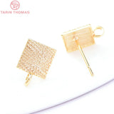 10PCS 7.5MM 24K Brass Square Stud Earrings DIY Jewelry Findings