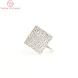 10PCS 7.5MM 24K Brass Square Stud Earrings DIY Jewelry Findings
