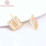 10PCS 7.5MM 24K Brass Square Stud Earrings DIY Jewelry Findings