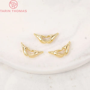 6PCS 14.5x7MM Hole 1MM 24K Brass Palm Love Charms Pendants