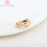 4PCS 11.5x13.5MM 24K Brass Zircon Earrings Hoop DIY Jewelry Making Findings