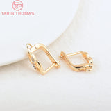 4PCS 11.5x13.5MM 24K Brass Zircon Earrings Hoop DIY Jewelry Making Findings