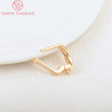 4PCS 11.5x13.5MM 24K Brass Zircon Earrings Hoop DIY Jewelry Making Findings