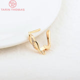 4PCS 11.5x13.5MM 24K Brass Zircon Earrings Hoop DIY Jewelry Making Findings
