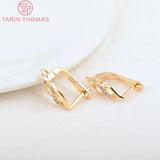 4PCS 11.5x13.5MM 24K Brass Zircon Earrings Hoop DIY Jewelry Making Findings