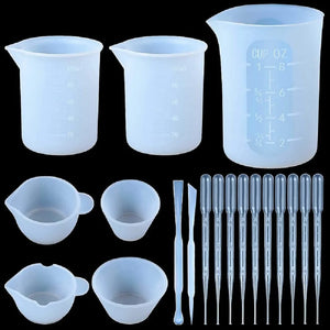 19PCS Silicone Measuring Cup Set for Epoxy Resin, Scale Mini Pouring Cup