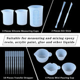 19PCS Silicone Measuring Cup Set for Epoxy Resin, Scale Mini Pouring Cup