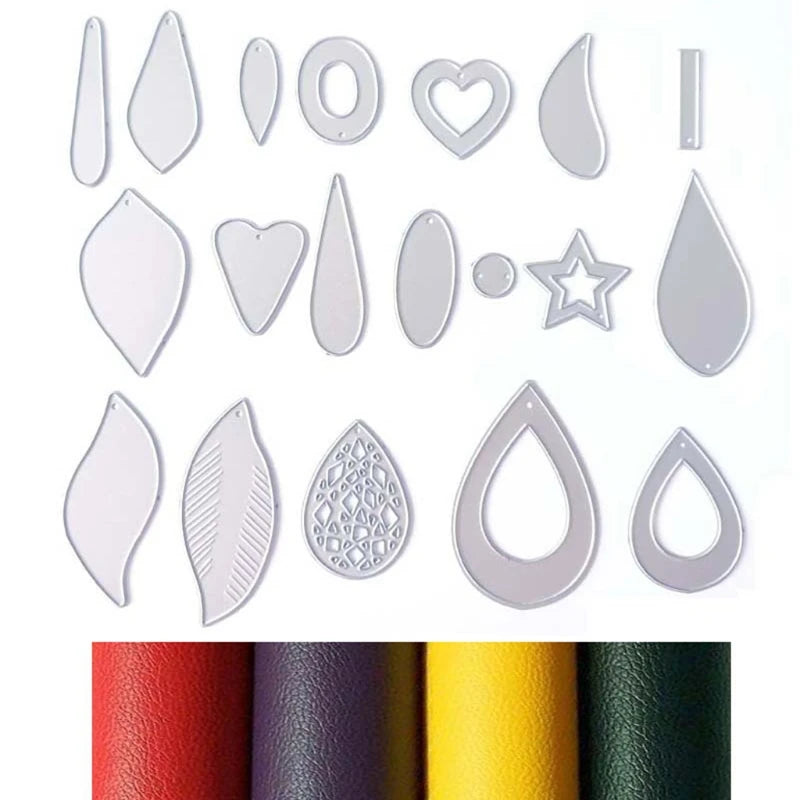 19Pcs Earring Cutting Dies Teardrop Leaf Die-Cut Mold for DIY Earrings
