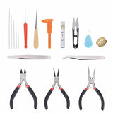 19Pcs Jewelry Making Repair Tool Kit Plier Needles Tweezers Caliper Awl Scissors