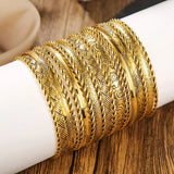 Gold-plated Vintage Bangle Bracelet For Women Multi-layer Charm Cuff