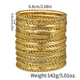 Gold-plated Vintage Bangle Bracelet For Women Multi-layer Charm Cuff
