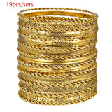 Gold-plated Vintage Bangle Bracelet For Women Multi-layer Charm Cuff