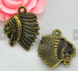 Antique Bronze Indian Chief Charms - DIY Jewelry Making