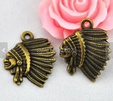 Antique Bronze Indian Chief Charms - DIY Jewelry Making