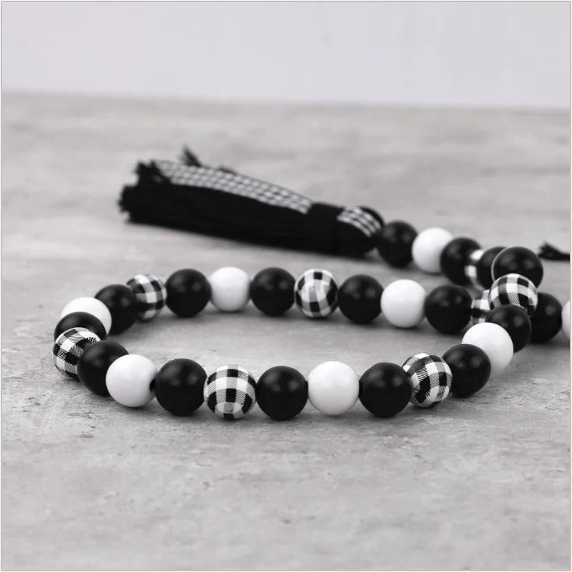 Colorful Grid Wood Beads Beaded Curtain Straps Home Decor