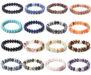 Natural Stone Bracelet Amethyst Turquoise Elastic Bangles