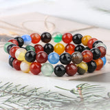 Natural Stone Bracelet Amethyst Turquoise Elastic Bangles