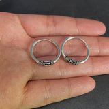 925 Silver Circle Hoop Earrings Steampunk Round Earring Peace Lines