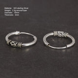 925 Silver Circle Hoop Earrings Steampunk Round Earring Peace Lines