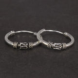 925 Silver Circle Hoop Earrings Steampunk Round Earring Peace Lines