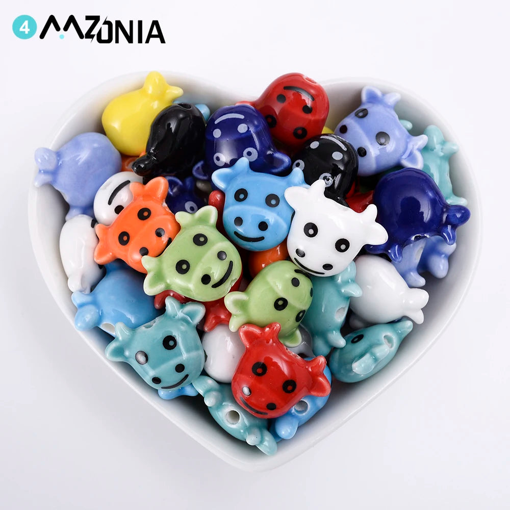 19mm Ceramic Bull Head Beads for Jewelry Making