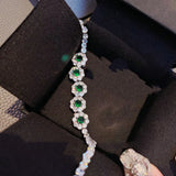 19mm Silver Crystal Stone Bracelet Green Cubic Zirconia Bangle