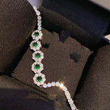 19mm Silver Crystal Stone Bracelet Green Cubic Zirconia Bangle