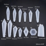 19pcs Crystal Epoxy Resin Mold Pendulum Casting Silicone Mould DIY Crafts