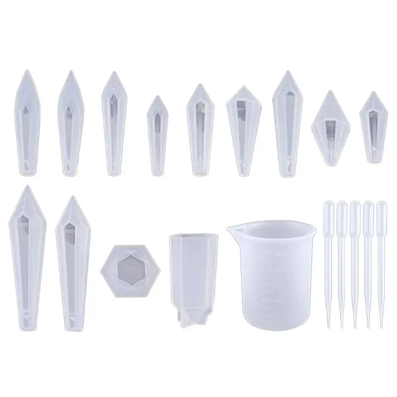 19pcs Crystal Epoxy Resin Mold Pendulum Casting Silicone Mould DIY Crafts