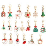 19pcs Colorful Enamel Christmas Keychains Santa Sock Snowflake Charms Jewelry
