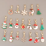 19pcs Colorful Enamel Christmas Keychains Santa Sock Snowflake Charms Jewelry