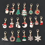 19pcs Colorful Enamel Christmas Keychains Santa Sock Snowflake Charms Jewelry