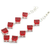 Gorgeous Red Blood Ruby Females Engagement 925 Silver Bracelet
