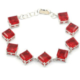 Gorgeous Red Blood Ruby Females Engagement 925 Silver Bracelet