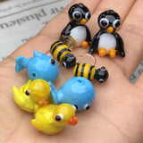 19x16mm Lampwork Duck Shape Glass Animals Pendant Beads