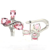 4g Pink Morganite CZ 925 Silver Earrings