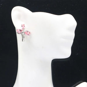4g Pink Morganite CZ 925 Silver Earrings