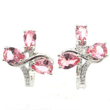 4g Pink Morganite CZ 925 Silver Earrings