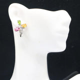 Pink Morganite Golden Citrine Green Peridot CZ 925 Silver Earrings